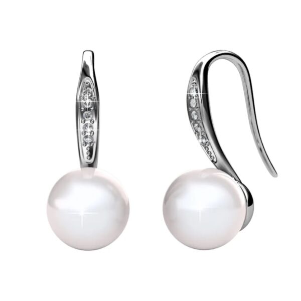 Elegant Sterling Silver Earrings with Swarovski Crystals and Pearl