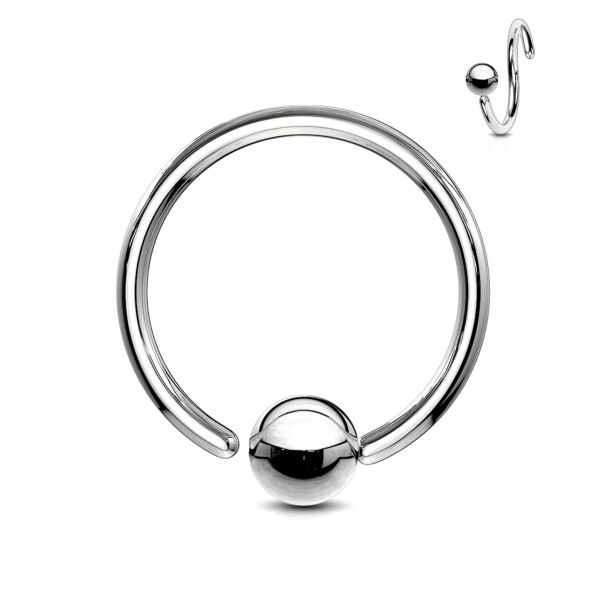 Steel ball closure ring with fixed ball
