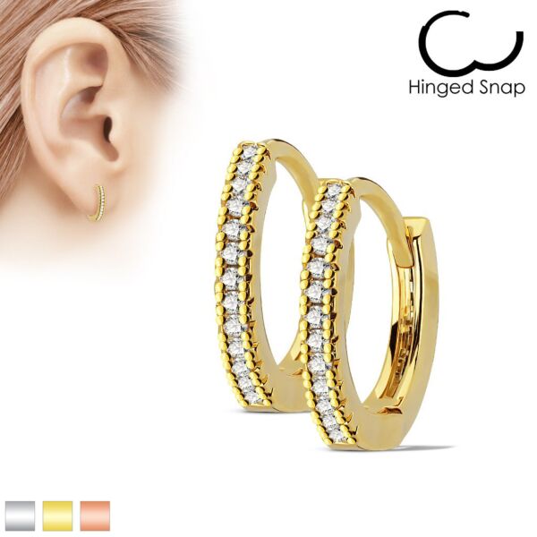 Pair of Ear Huggies with Clear Jewel