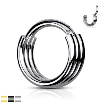 Piercing ring with attached segment and three layers