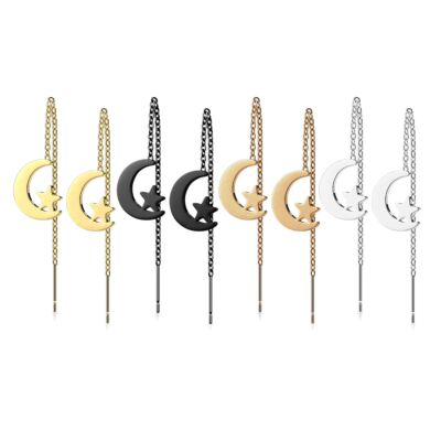 Surgical Steel Ear Threaders with Moon/Star Figure