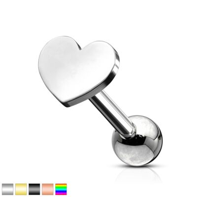 Coloured ear cartilage piercing with heart top