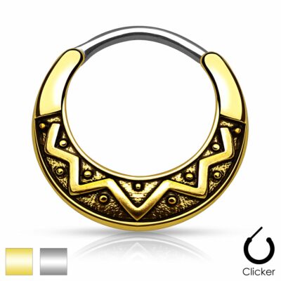 Septum clicker with round bar and vintage pattern