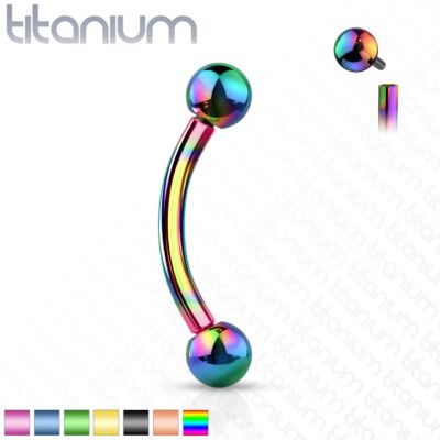 Internally screwed coloured solid titanium curved barbell